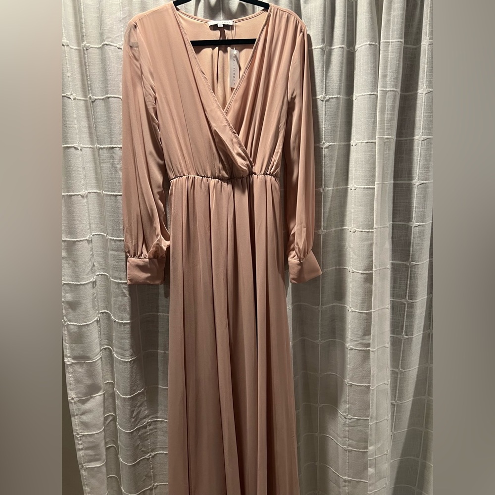 Blush Long Sleeve Surplus Maxi Dress